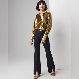 High-Rise Sculpt Skinny Flare Ankle-Slit Jeans